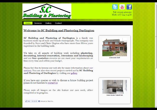SC Builders Darlington web site, design and built by Darlington Designs.
