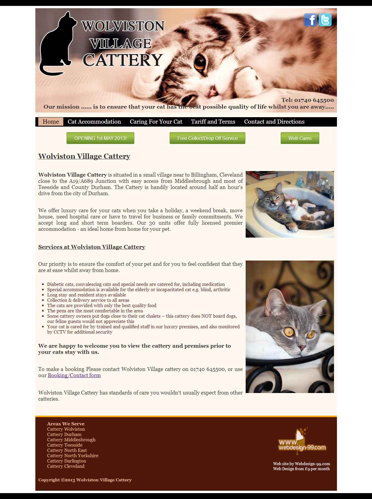 Wolviston Village Cattery web site built by Darlington Design
