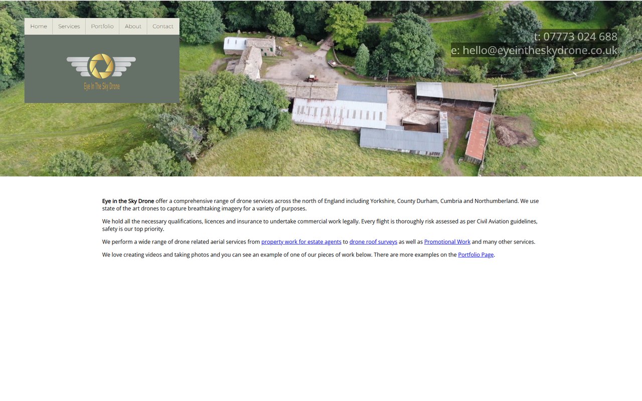 Eye in the Sky Drone homepage, before