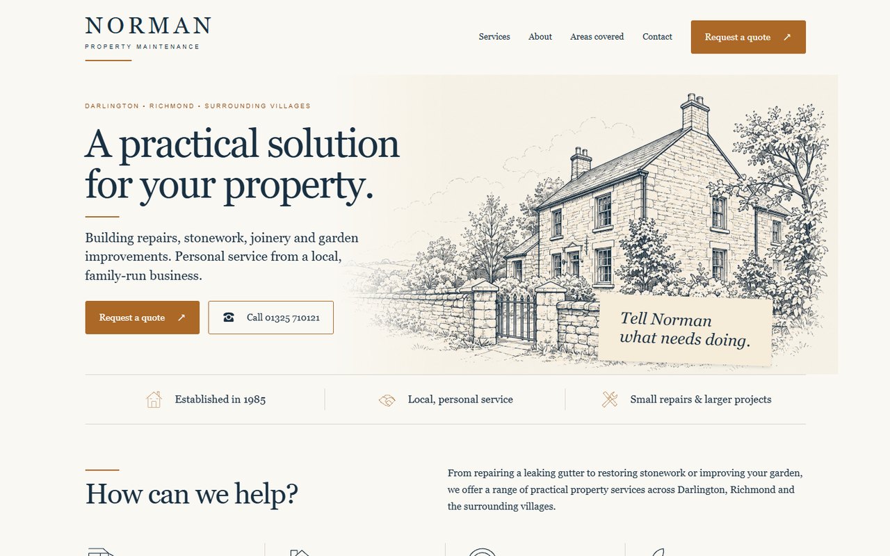 Norman Property Maintenance website, after (opens the website)