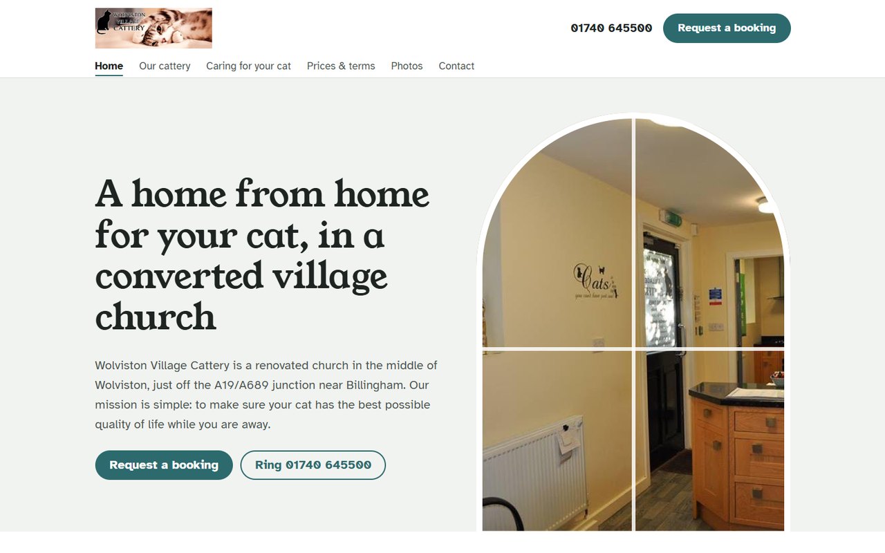 Wolviston Village Cattery website, after (opens the website)
