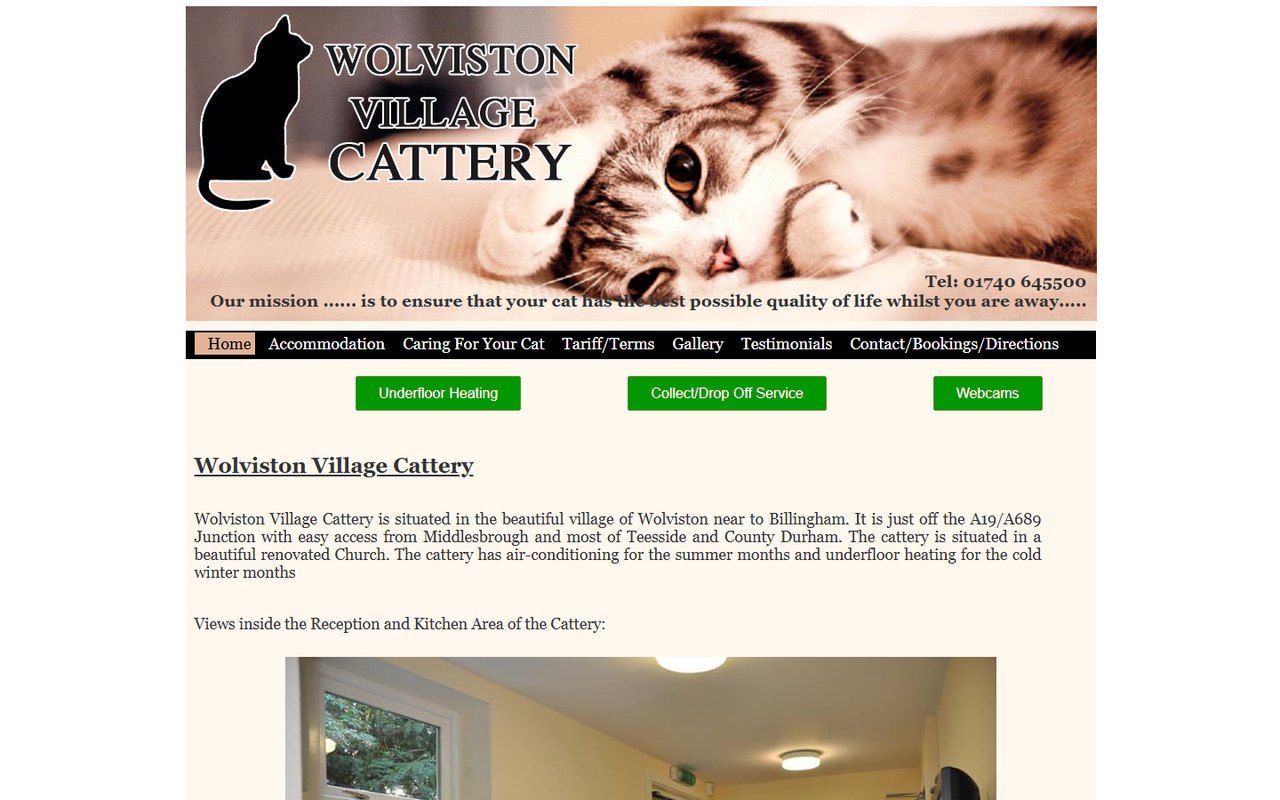 Wolviston Village Cattery website, before